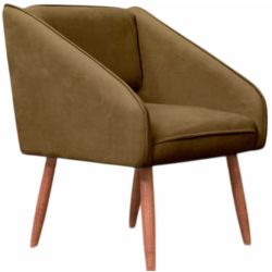 Poltrona Conflex Decorativa Helena confortável estofada Chocolate pés palito de madeira maciça