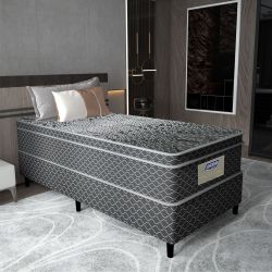 Cama Box de Solteiro Gazin Perola Negra e molas pocket ensacadas individualmente com espuma D33 altura de 71 cm largura de 88 cm Preto