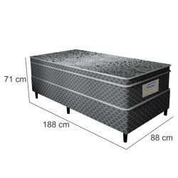 Cama Box de Solteiro Gazin Perola Negra e molas pocket ensacadas individualmente com espuma D33 altura de 71 cm largura de 88 cm Preto