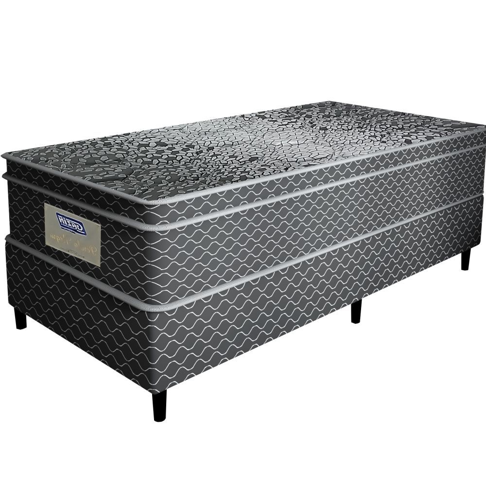 Cama Box de Solteiro Gazin Perola Negra e molas pocket ensacadas individualmente com espuma D33 altura de 71 cm largura de 88 cm Preto