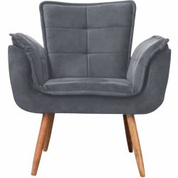 Poltrona Conflex Decorativa Opala Rafaela confortável estofada Grafite pés palito de madeira maciça
