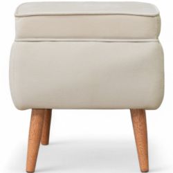 Puff Banqueta Conflex Celine quadrado em tecido veludo capuccino pés de madeira maciça
