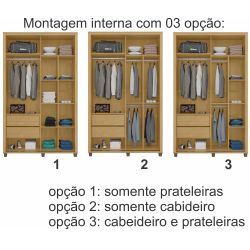 Guarda Roupa de Solteiro RV Móveis Suécia 2 portas de correr 2 gavetas e largura de 136 cm com espelho e pés Cinamomo Grafite