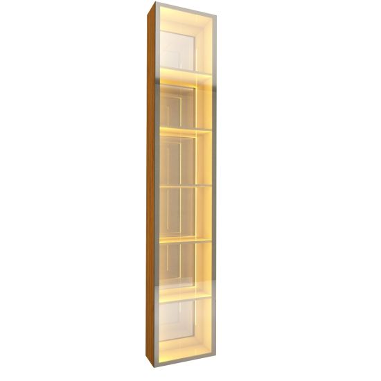 Torre Cristaleira Gelius Luminare 1 porta reflecta com luz de LED espelhos prateleiras Naturale