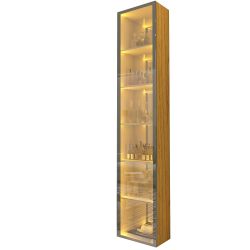 Torre Cristaleira Gelius Luminare 1 porta reflecta com luz de LED espelhos prateleiras Naturale