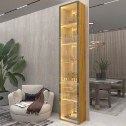 Torre Cristaleira Gelius Luminare 1 porta reflecta com luz de LED espelhos prateleiras Naturale