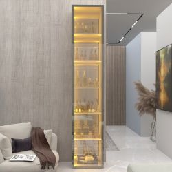 Torre Cristaleira Gelius Luminare 1 porta reflecta com luz de LED espelhos prateleiras Naturale
