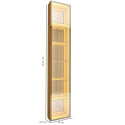 Torre Cristaleira Gelius Luminare 1 porta reflecta com luz de LED espelhos prateleiras Naturale