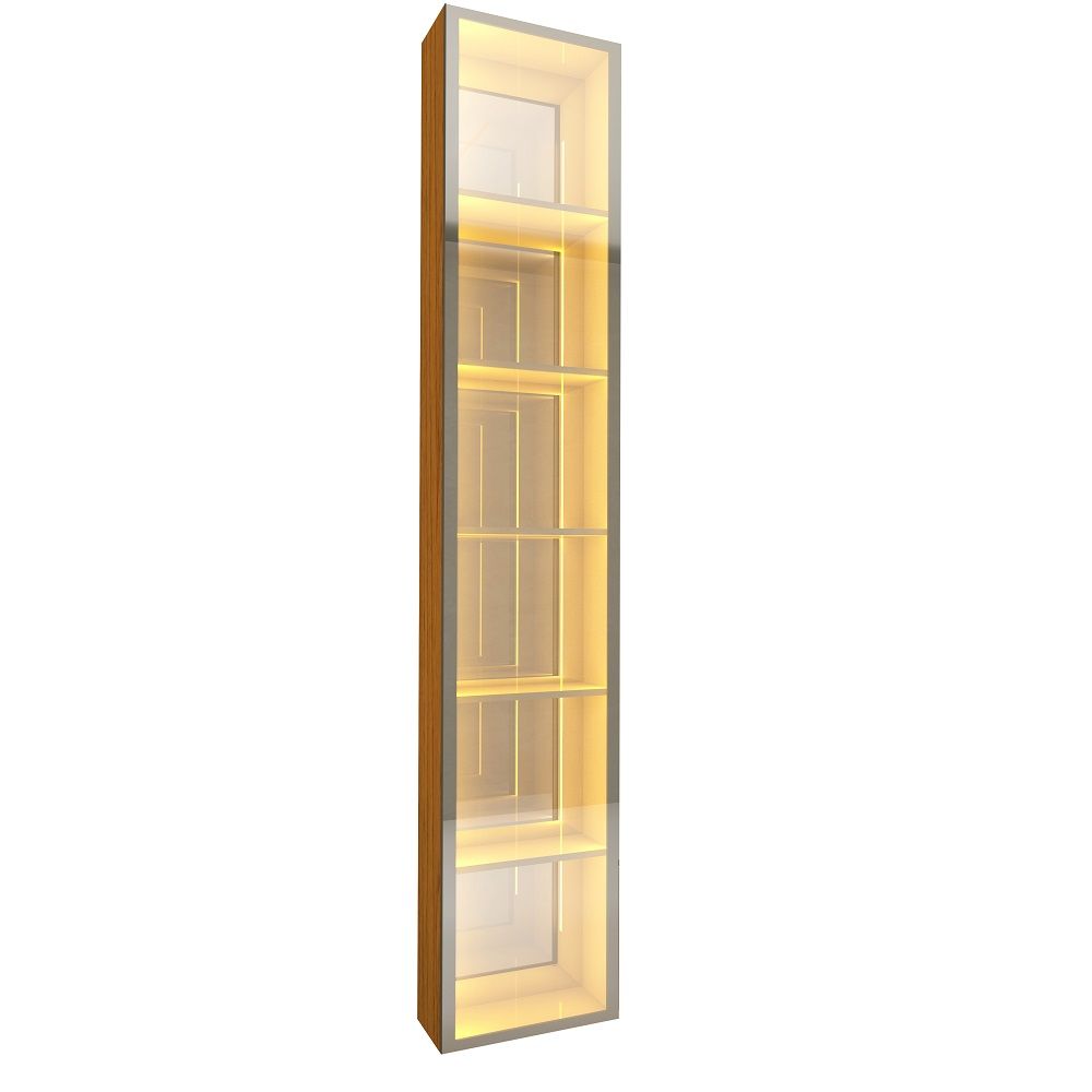 Torre Cristaleira Gelius Luminare 1 porta reflecta com luz de LED espelhos prateleiras Naturale
