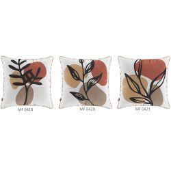Conjunto Kit com 03 almofadas Manufadas em tecido veludo com viés 52x52 cm Paola estampadas/Laranja