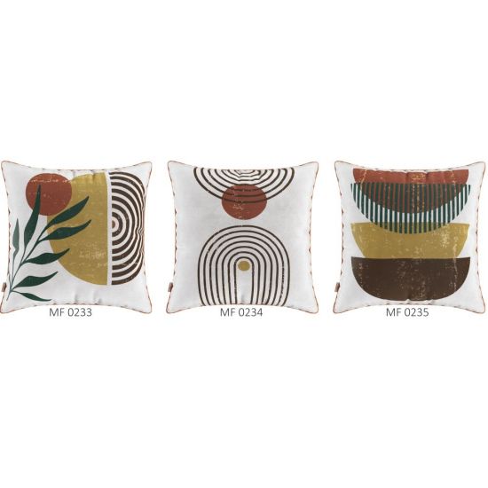 Conjunto Kit com 03 almofadas Manufadas em tecido veludo com viés 52x52 cm Bianca estampadas