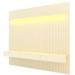 Painel Home Gelius Nobre Ripado com ripas autênticas largura de 230 cm para TV de até 85 polegadas OFF White