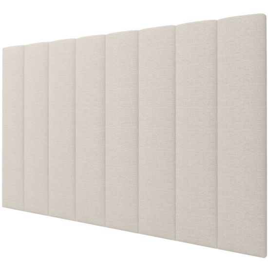 Cabeceira Painel Gelius estofada Concept para cama box casal, queen e king em tecido linho natural claro