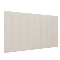 Cabeceira Painel Gelius estofada Concept para cama box casal, queen e king em tecido linho natural claro