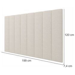 Cabeceira Painel Gelius estofada Concept para cama box casal, queen e king em tecido linho natural claro