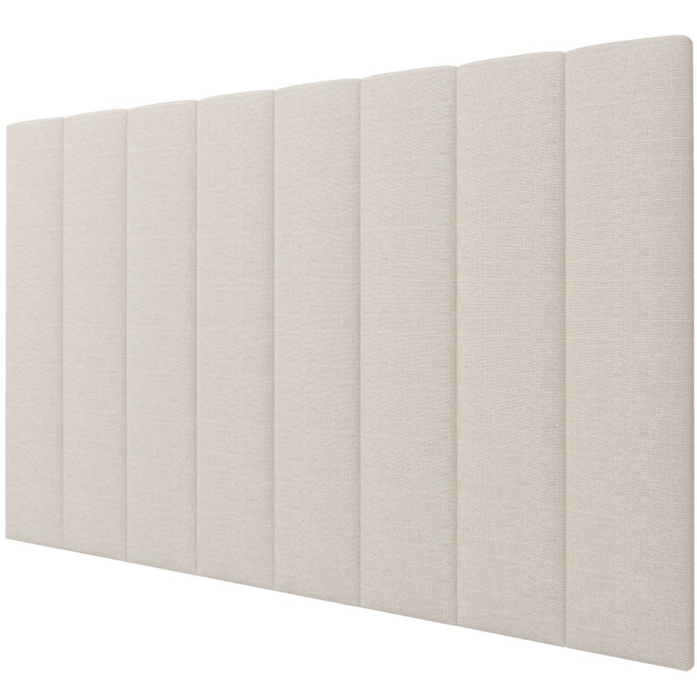 Cabeceira Painel Gelius estofada Concept para cama box casal, queen e king em tecido linho natural claro