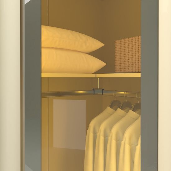 Guarda Roupa Roupeiro Casal Gelius Innova de canto com 8 portas reflecta LED modulo 2 com larguras de 340 x 140 cm OFF White 