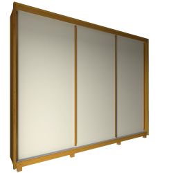 Guarda Roupa Roupeiro de Casal Gelius Platinum 100% MDF com 3 portas de correr e pés Naturalle OFF White