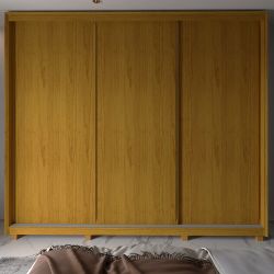 Guarda Roupa Roupeiro de Casal Gelius Platinum 100% MDF com 3 portas de correr e pés Naturalle OFF White