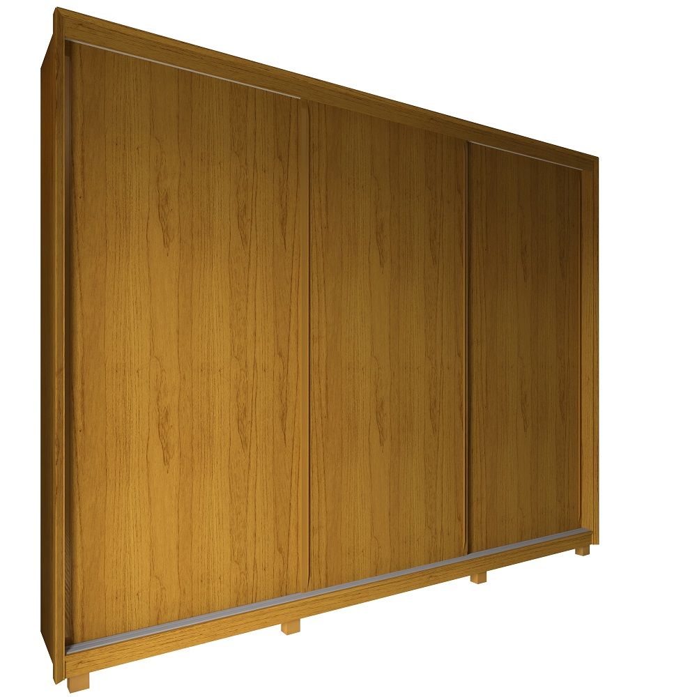 Guarda Roupa Roupeiro de Casal Gelius Platinum 100% MDF com 3 portas de correr e pés Naturalle OFF White