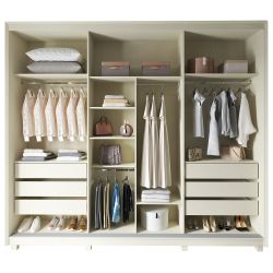 Guarda Roupa Roupeiro de Casal Gelius Platinum 100% MDF com 3 portas de correr espelho e pés OFF White