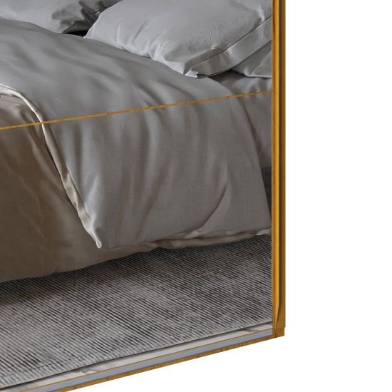 Guarda Roupa Roupeiro de Casal Gelius Platinum 100% MDF com 3 portas de correr espelho e pés Naturalle OFF White