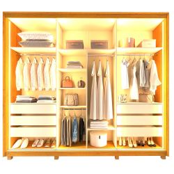 Guarda Roupa Roupeiro de Casal Gelius Platinum 100% MDF com 3 portas reflecta de correr LED e pés Naturale