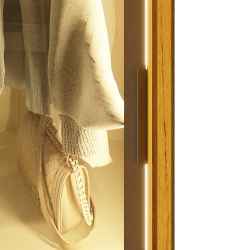 Guarda Roupa Roupeiro de Casal Gelius Platinum 100% MDF com 3 portas reflecta de correr LED e pés Naturale