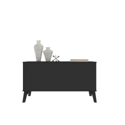 Aparador Buffet Organizador RV Móveis London com porta gaveta e pês de madeira maciça Preto