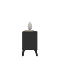 Aparador Buffet Organizador RV Móveis London com porta gaveta e pês de madeira maciça Preto