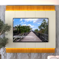 Painel Gelius Magnifico Tecnológico 100% MDF largura de 220 cm com LED Naturale/OFF White