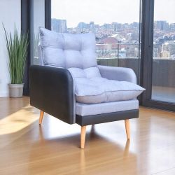 Poltrona Conflex Inglaterra reclinável em 3 posições em tecido linho grafite corano Preto