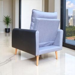 Poltrona Conflex Inglaterra reclinável em 3 posições em tecido linho grafite corano Preto