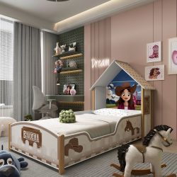 Cama infantil com proteção lateral e cabeceira Gelius Boiadeira 100% MDF pés de madeira maciça Branca