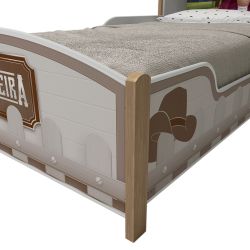 Cama infantil com proteção lateral e cabeceira Gelius Boiadeira 100% MDF pés de madeira maciça Branca
