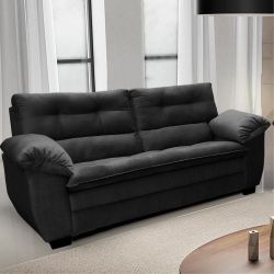 Conjunto Sofá Hellen Premium 3 e 2 lugares em tecido Platinium Preto