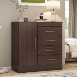Cômoda Demobile Montevideu 4 gavetas com sapateira 1 porta Café