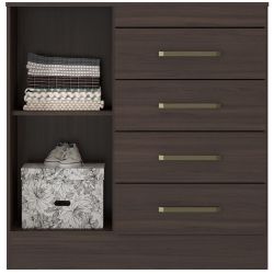 Cômoda Demobile Montevideu 4 gavetas com sapateira 1 porta Café