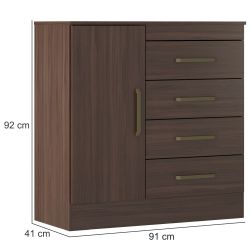 Cômoda Demobile Montevideu 4 gavetas com sapateira 1 porta Café