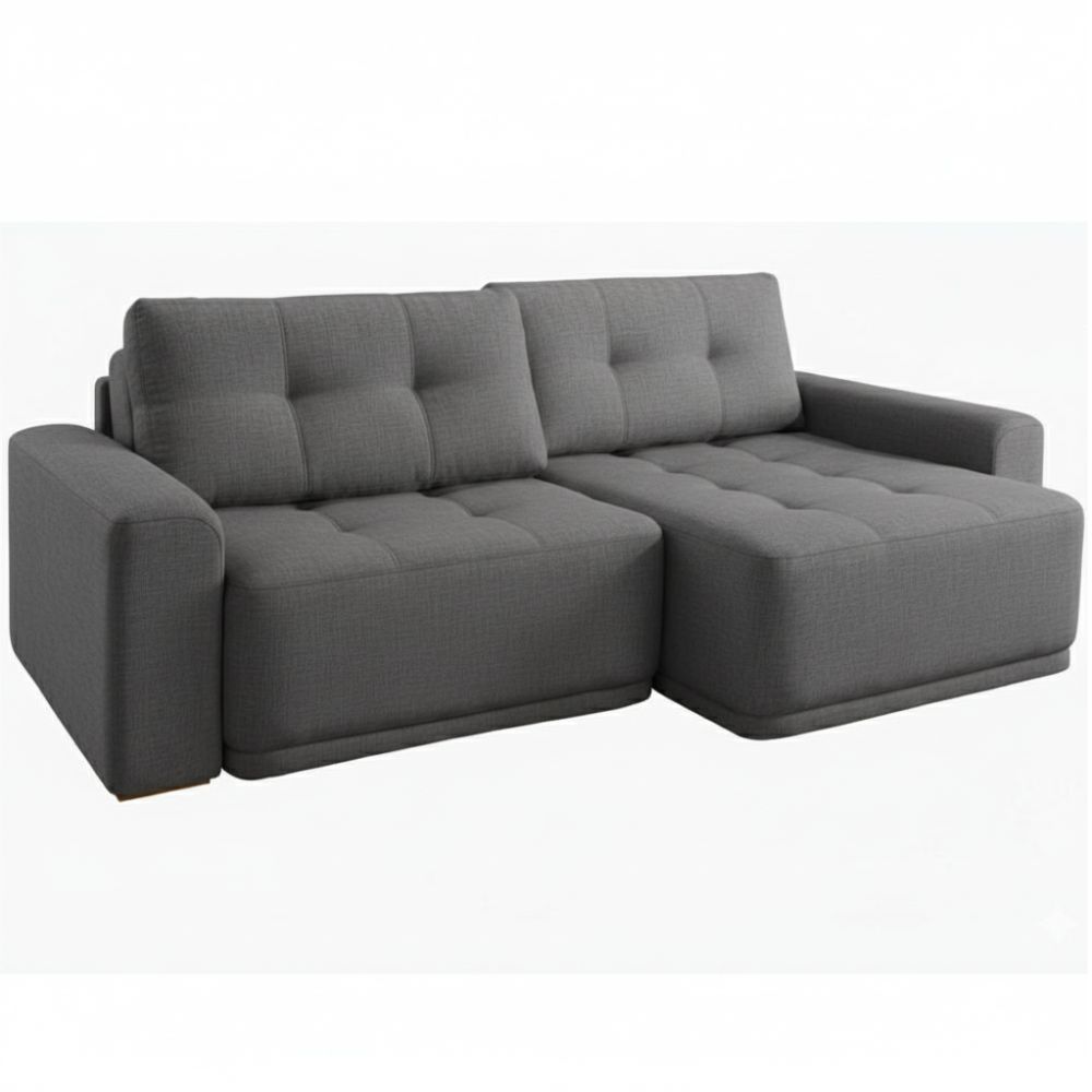 Sofá Cama Retrátil Rondomóveis Creta R242 sem caixa com assento em espuma D33 largura de 2,24 tecido chenile Boucle cinza