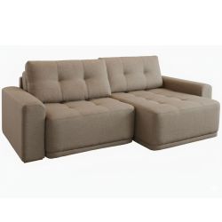 Sofá Cama Retrátil Rondomóveis Creta R242 sem caixa com assento em espuma D33 largura de 2,24 tecido chenile linho areia