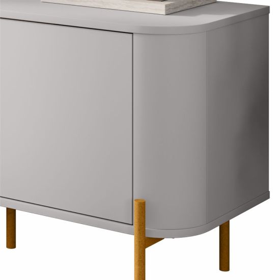 Painel Maresias com Rack Juquehy Bechara para TV de 75 polegadas Largura de 180 cm com LED e pés  OFF White Naturale