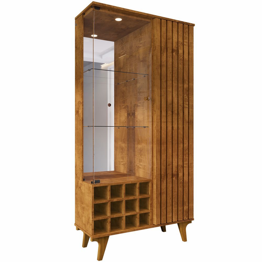 Cristaleira Bechara Ripada Elba com porta de vidro espelho largura 90,5 cm LED Naturale