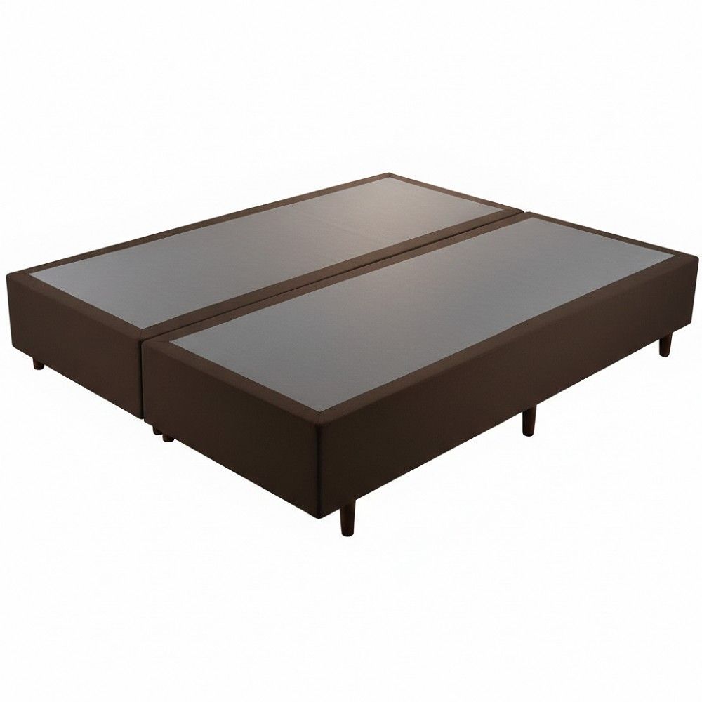 Base Casal King Gazin Sommier largura de 193 cm e altura de 39 cm em tecido suede Marrom