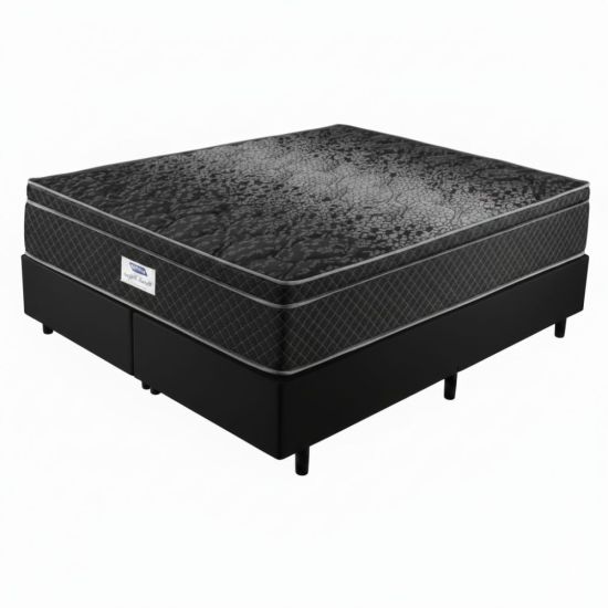 Cama Box Casal Queen 158cm Gazin Perola Negra molas ensacadas altura de 71cm Preto