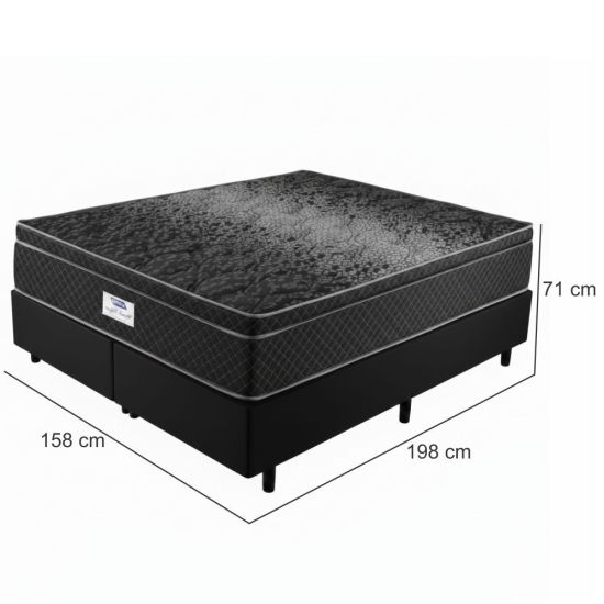 Cama Box Casal Queen 158cm Gazin Perola Negra molas ensacadas altura de 71cm Preto