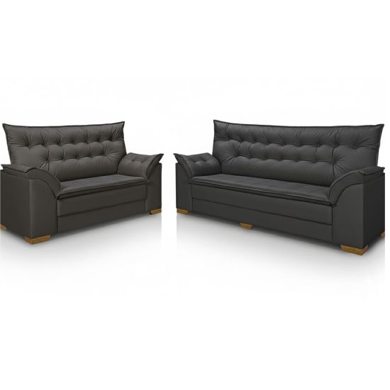 Conjunto Sofa Star Bahamas Plus 3 e 2 lugares em tecido Veludo Cinza VA19 