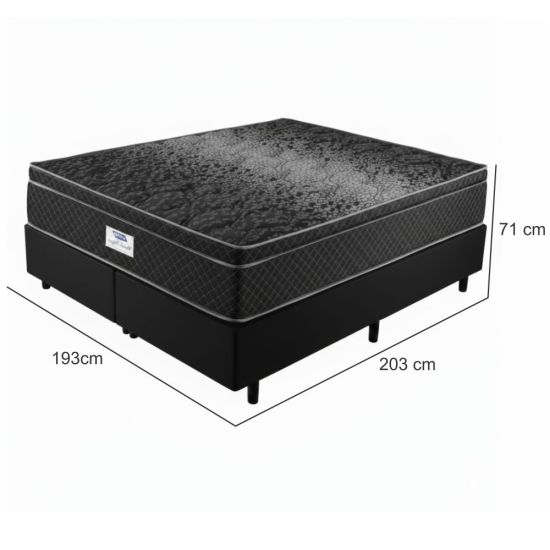 Box Casal King 193cm Gazin Perola Negra molas pocket ensacadas espuma D33 Preto 
