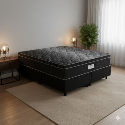 Box Casal King 193cm Gazin Perola Negra molas pocket ensacadas espuma D33 Preto 