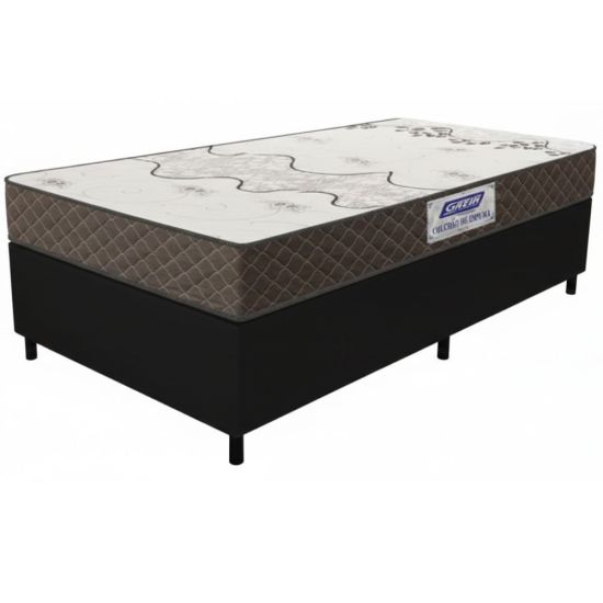 Cama Box solteiro 0,88 Gazin Sommier colchão D20 supreme 100% espuma Marrom Preto